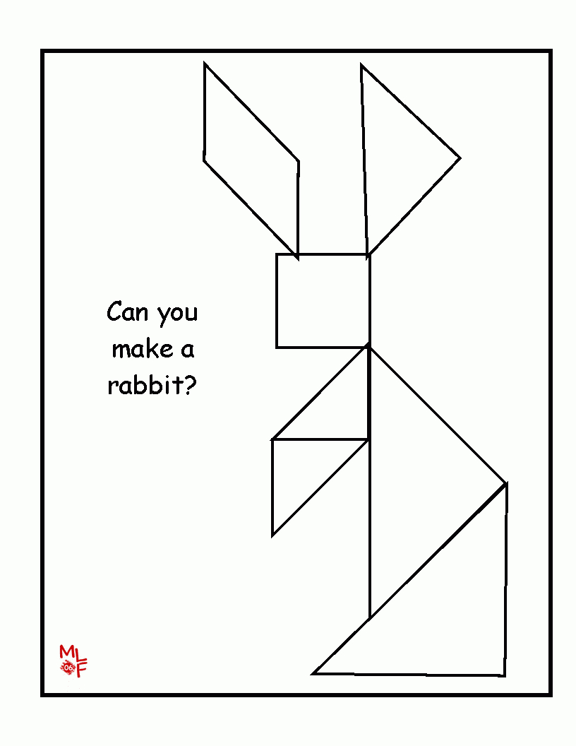 Rabbit Tangram Printable | Preschool - Easter | Tangram Printable - Printable Tangram Puzzles For Kindergarten