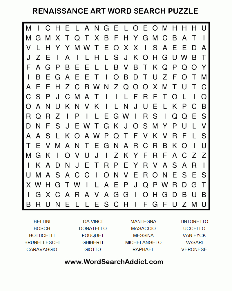 Printable Art Puzzles Printable Crossword Puzzles