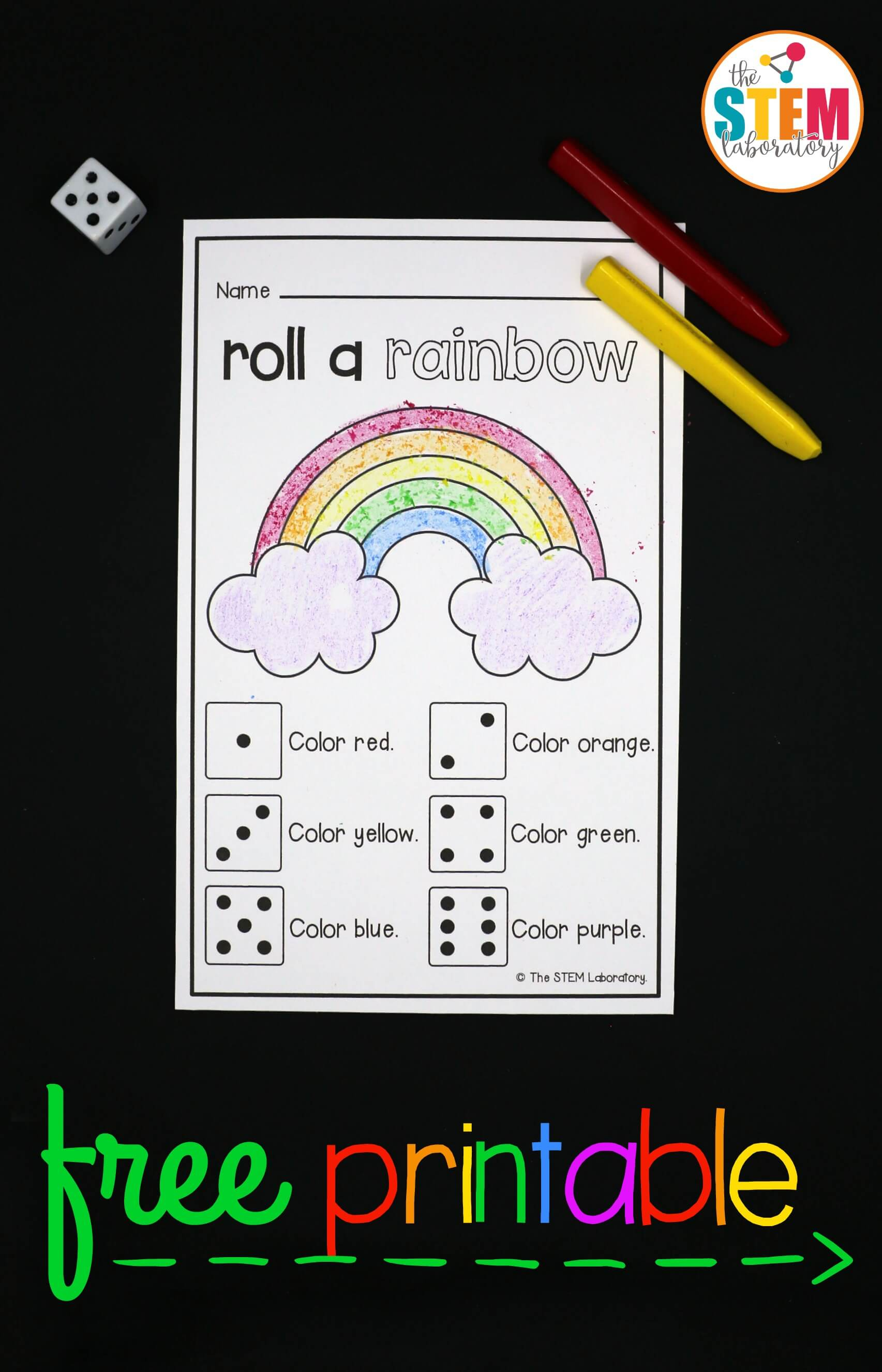 Roll A Rainbow - The Stem Laboratory - Printable Rainbow Puzzle