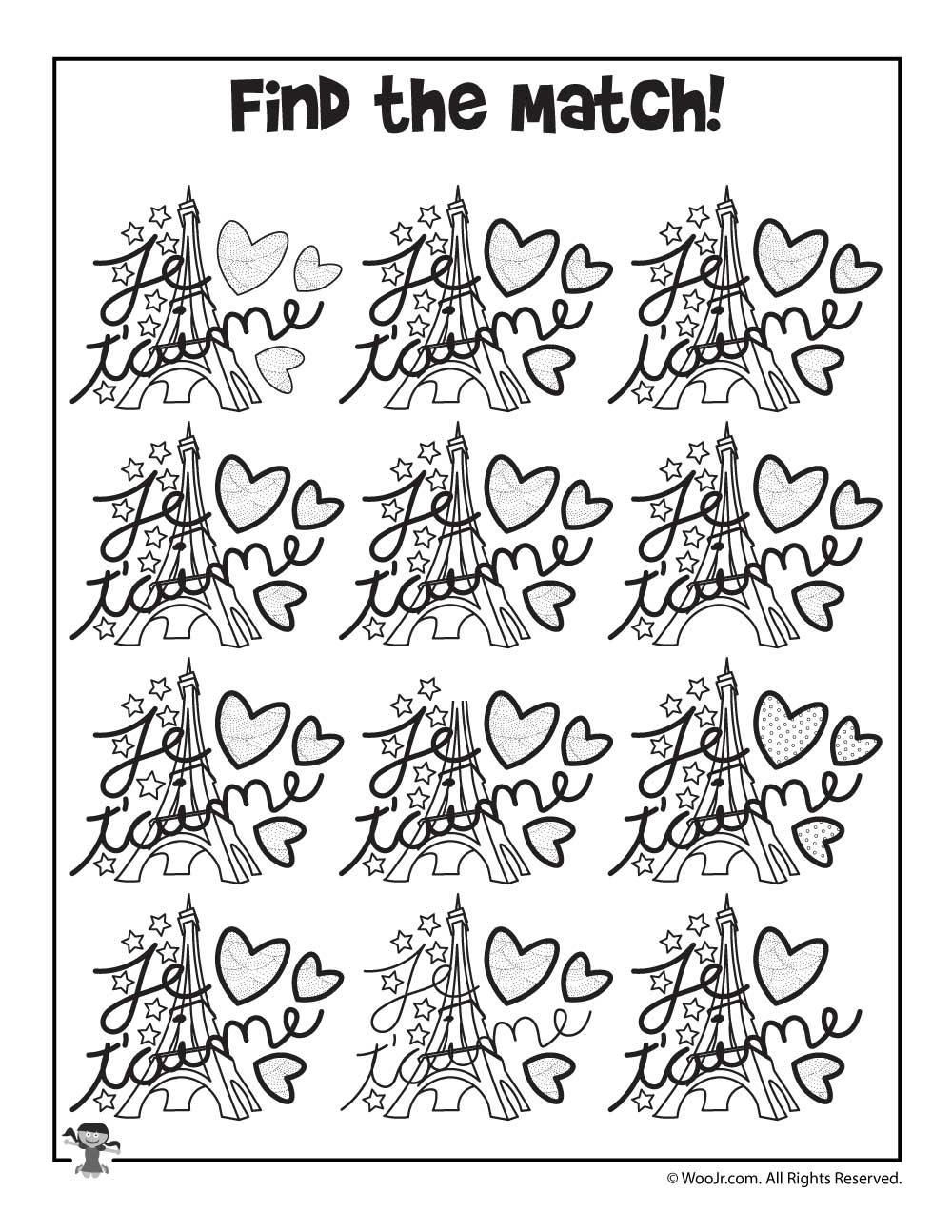 Romantic Paris Printable Valentine Puzzle Game | Woo! Jr. Kids - Printable Valentine Puzzles Games