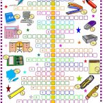 School Things: Crossword Puzzle With Key: Esl Printable Worksheet Of   Printable English Vocabulary Crossword Puzzle