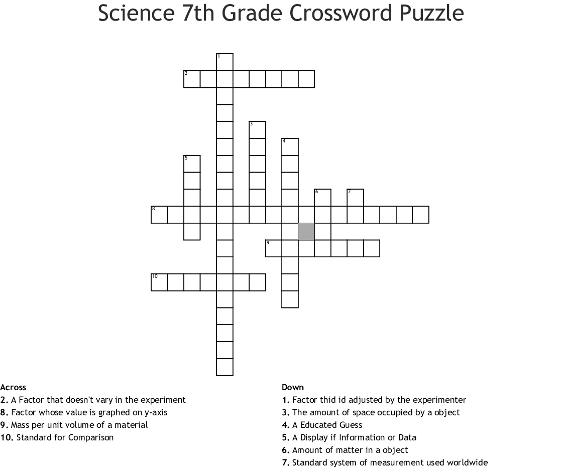 Science 7Th Grade Crossword Puzzle Crossword - Wordmint - Crossword Puzzles Printable 7Th Grade