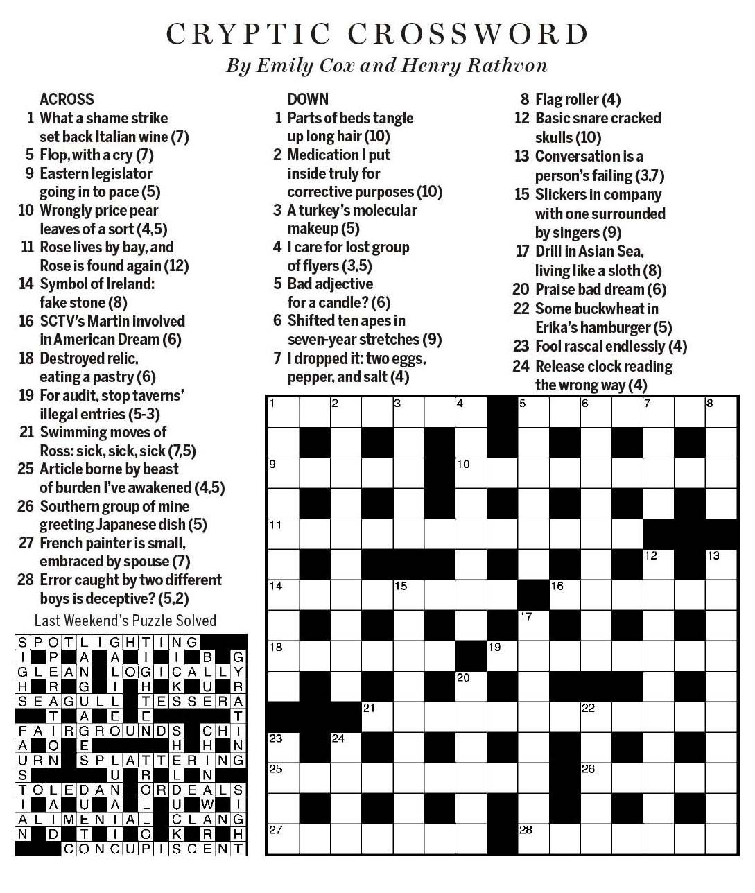 Sctv Crosswords - Printable Wsj Crossword