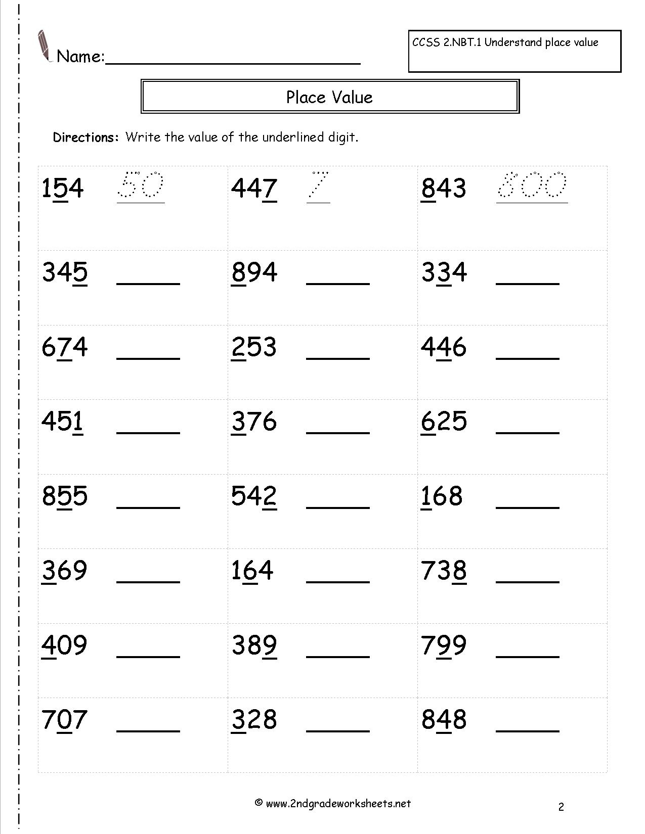 Second Grade Place Value Worksheets - Printable Place Value Puzzles