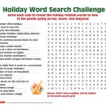 Share A Holiday Word Search Puzzle With Your Older Child   Printable Holiday Puzzle