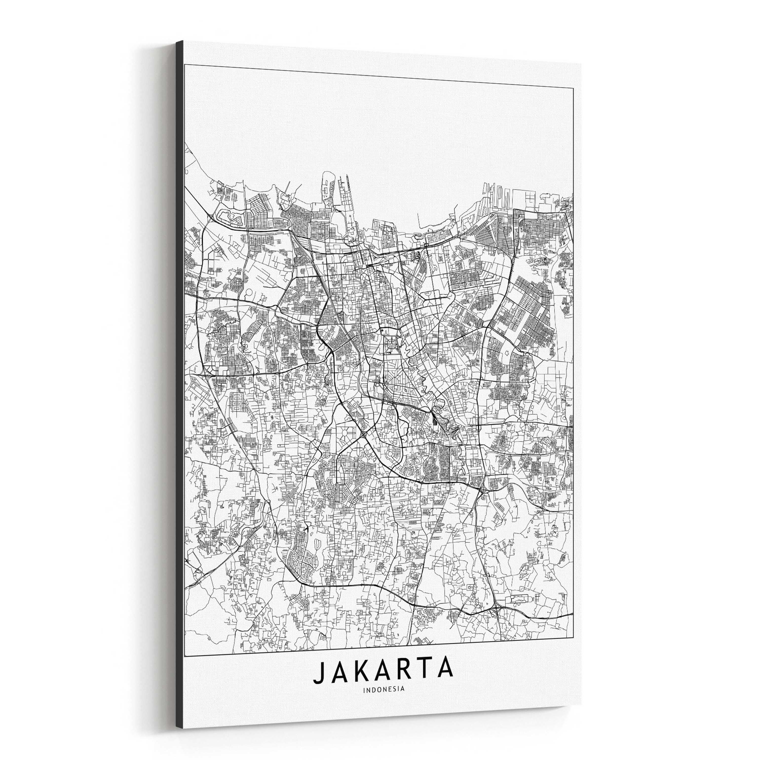 Shop Noir Gallery Jakarta Black &amp;amp; White City Map Canvas Wall Art - Print Puzzle Jakarta