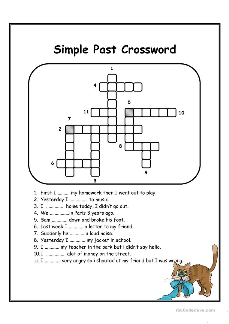 Simple Past Crossword Worksheet - Free Esl Printable Worksheets Made - Simple Crossword Puzzles Printable Pdf