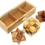 Skavij 3D Wooden Puzzle Brain Teasers Toy Set Of Snake Cube Star   Printable Burr Puzzle