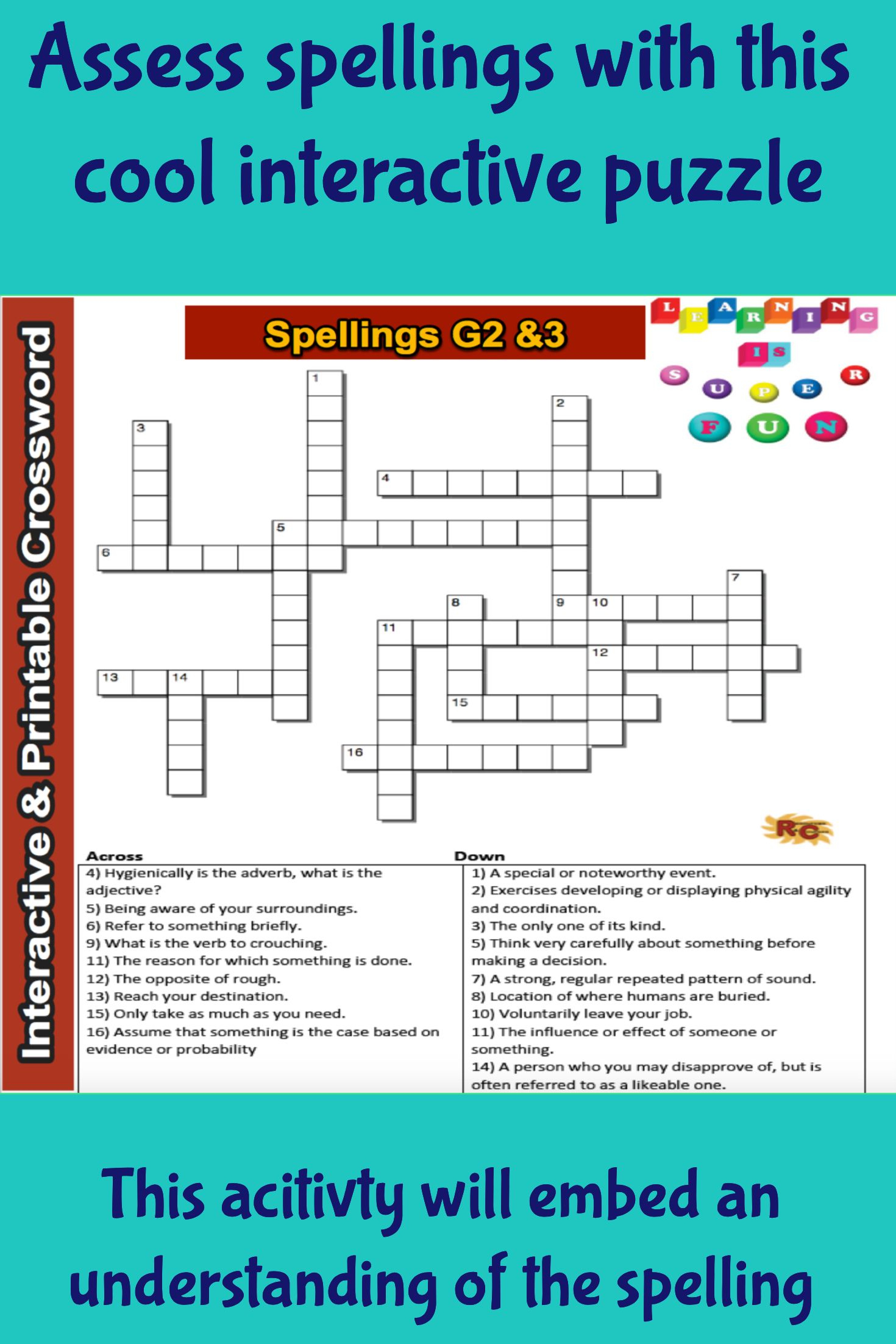 Spelling Grade 2&amp;amp;3 Interactive &amp;amp; Printable Crossword Puzzle | Word - Fun Crossword Puzzles Printable