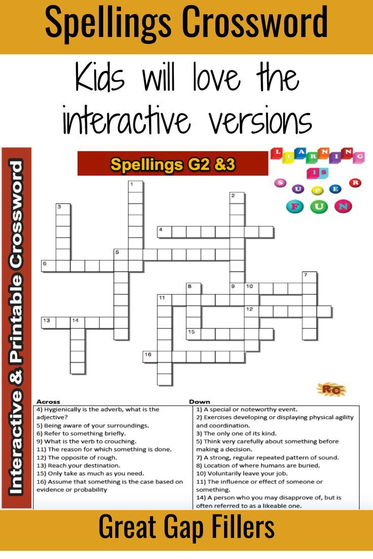 Spelling Interactive &amp;amp; Printable Crossword Puzzle Grade 2&amp;amp;3 | Grade - Printable Crossword Puzzle Grade 3