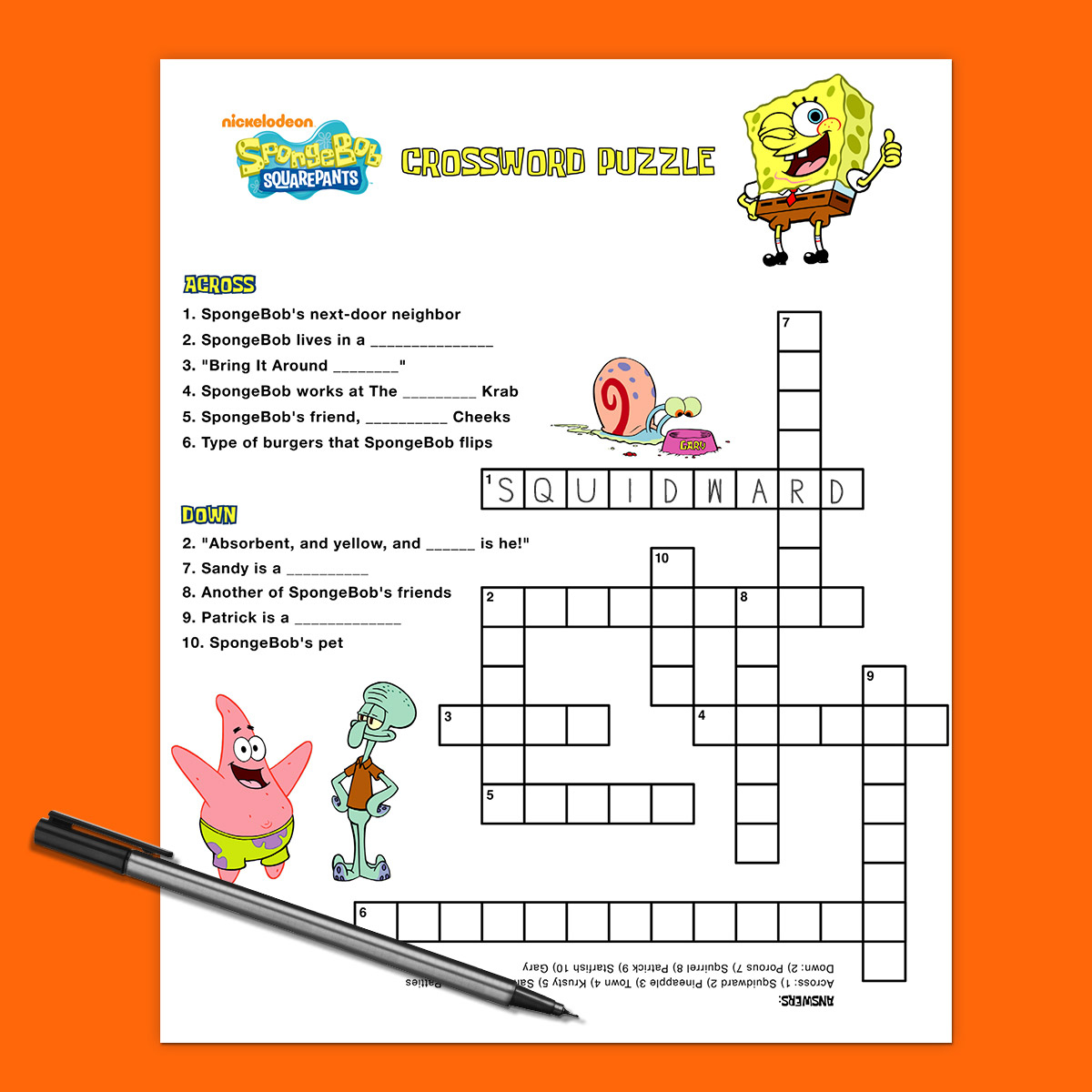 Spongebob Crossword Puzzle | Nickelodeon Parents - Printable Birthday Crossword Puzzles