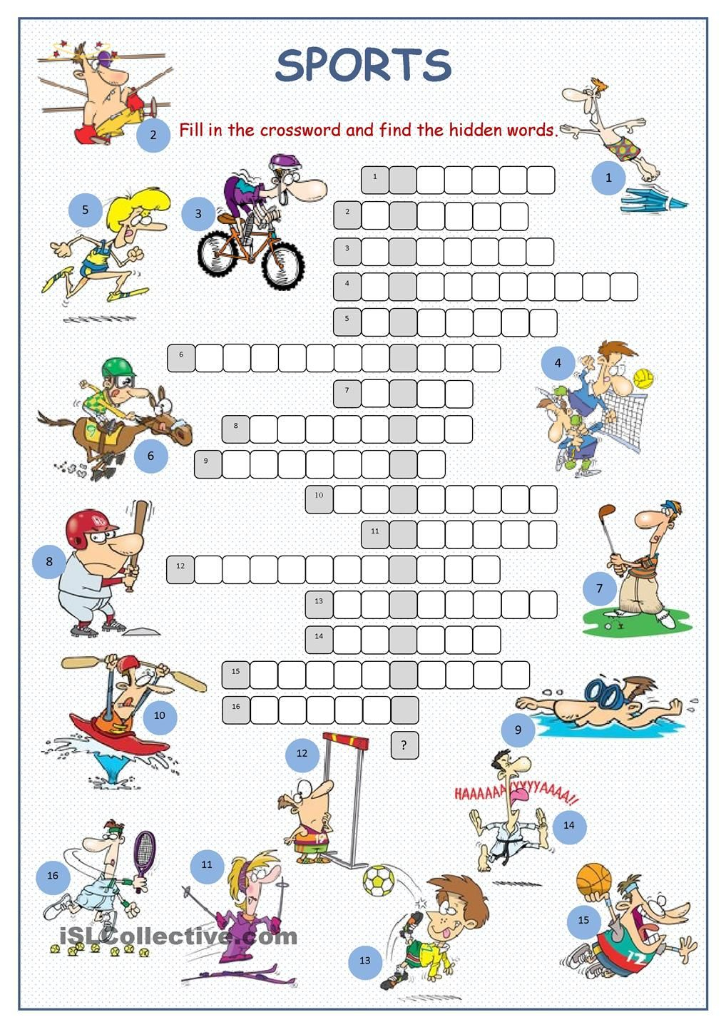 Sports Crossword Puzzle | English | Sports Crossword, Sport English - Printable Crossword Puzzles For Learning English