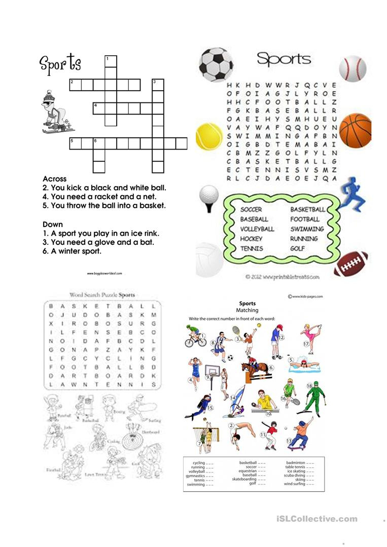 Sports Wordsearch And Crosswords Worksheet - Free Esl Printable - Printable Crosswords Rugby