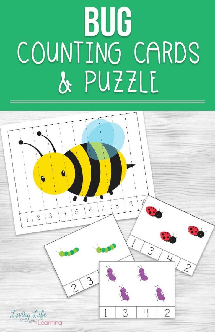 Spring Themed Bug Counting Cards And Puzzles For Teaching Kids ...