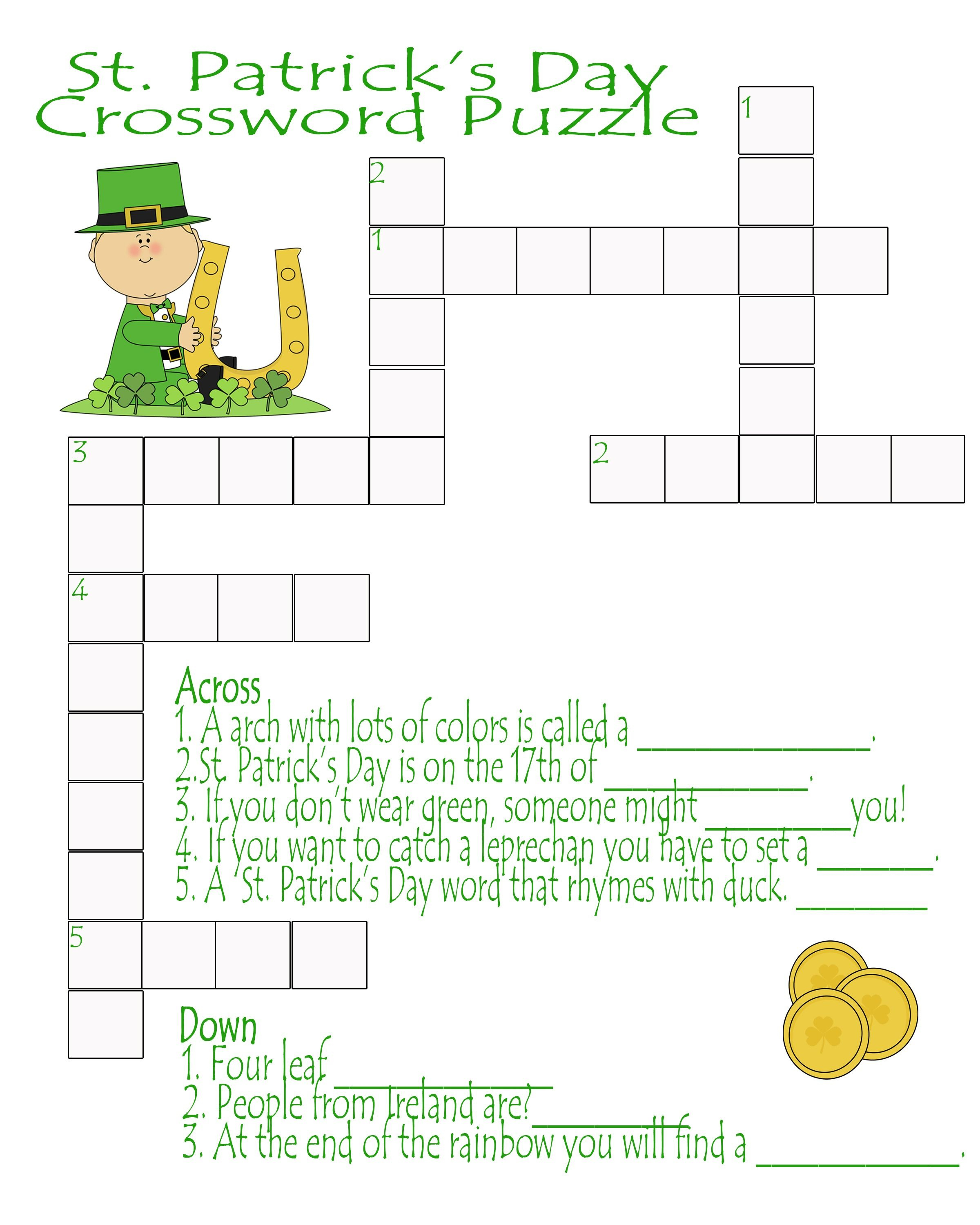 St. Patrick&amp;#039;s Day Crossword Puzzle Printable | Free Printables - Free Printable St Patrick&amp;amp;#039;s Day Crossword Puzzles