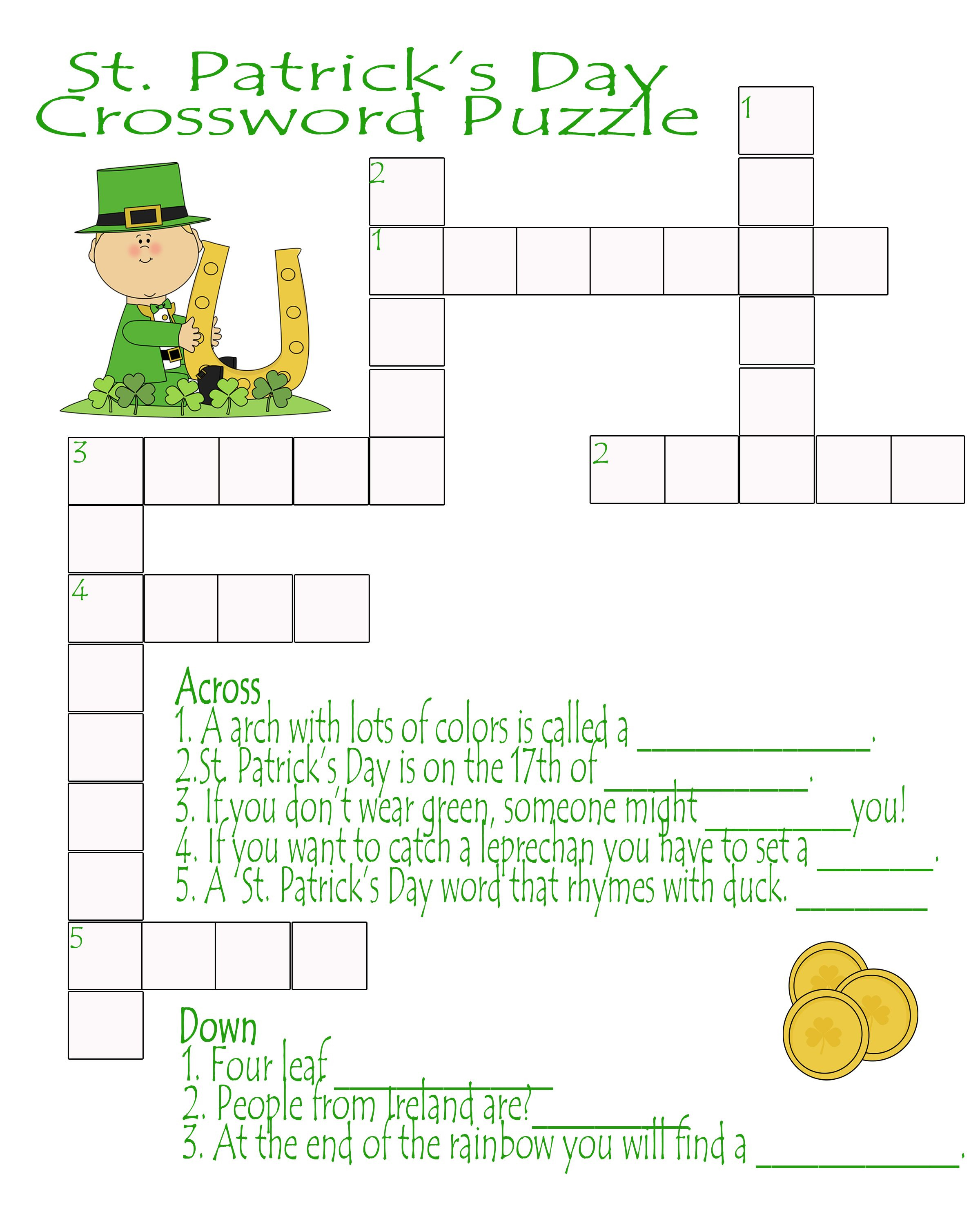St. Patrick&amp;#039;s Day Crossword Puzzle Printable | Making Of A Mom - St Patrick&amp;amp;#039;s Day Crossword Puzzle Printable