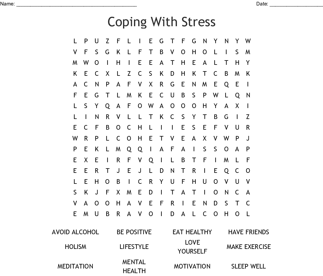 Managing Stress Crossword Wordmint Printable Stress Management 