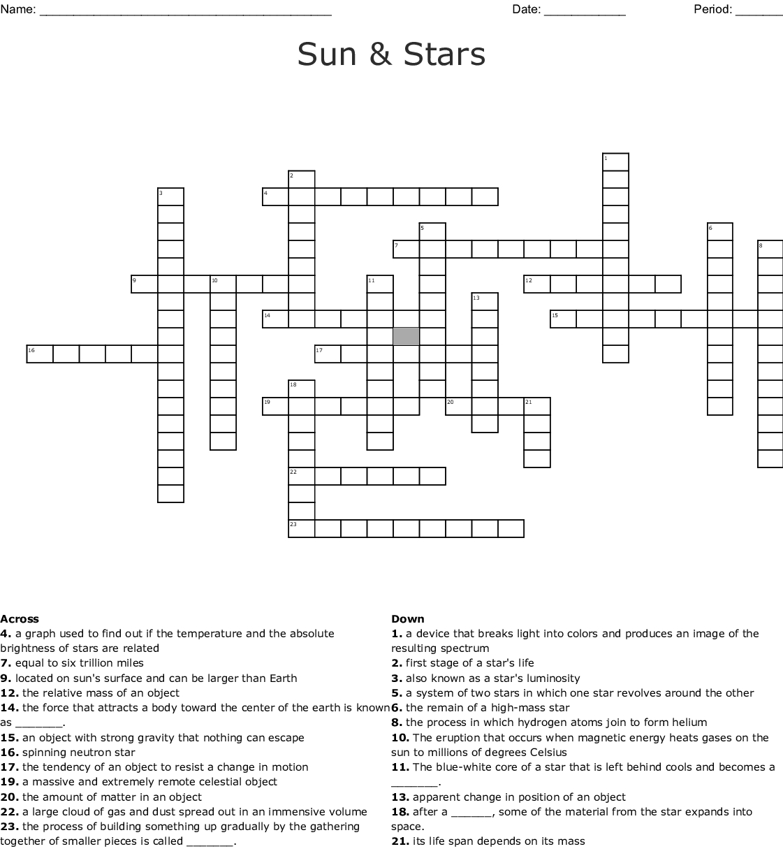 Sun &amp;amp; Stars Crossword - Wordmint - Printable Crosswords The Sun