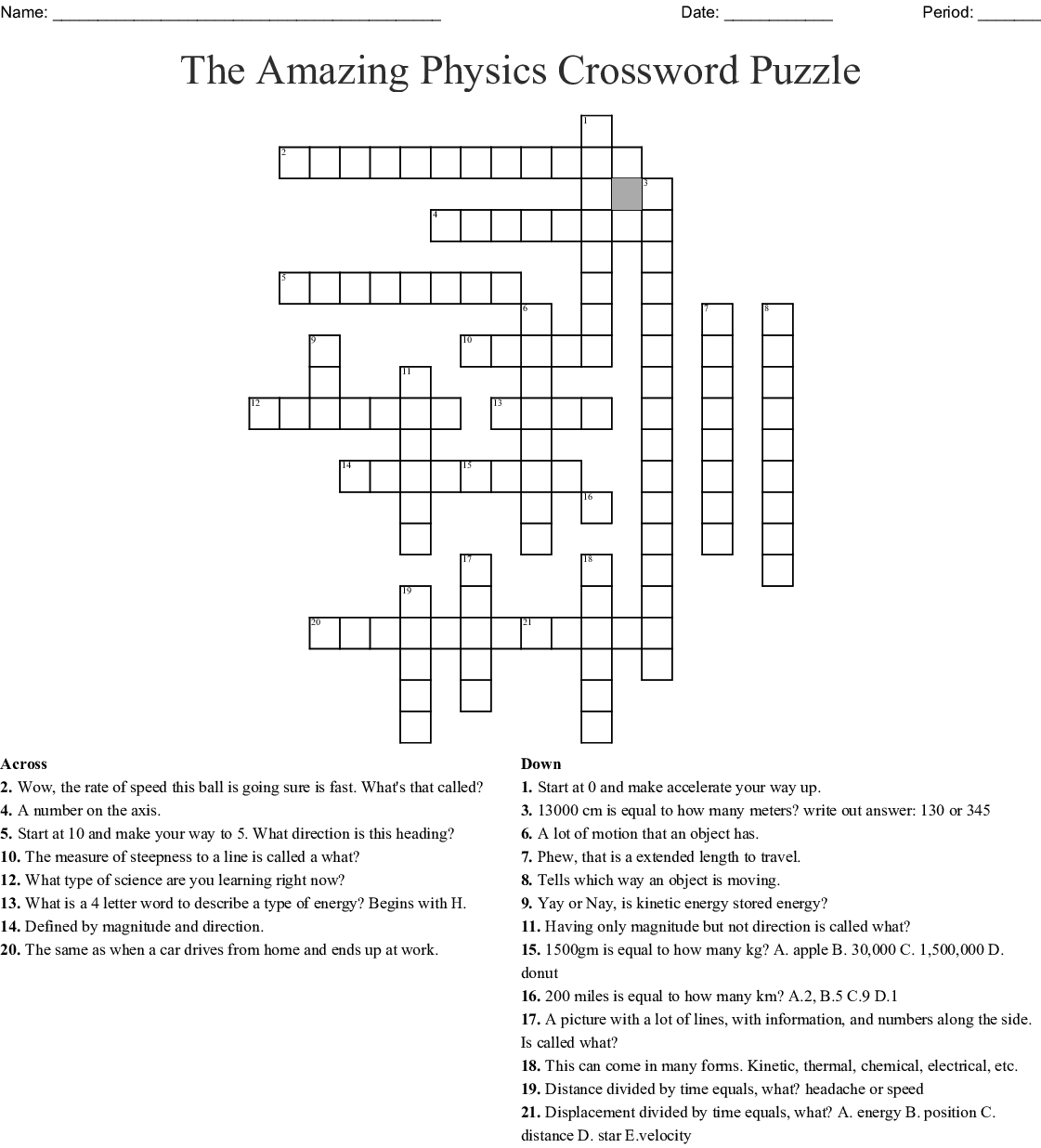 The Amazing Physics Crossword Puzzle Crossword - Wordmint - Physics Crossword Puzzles Printable With Answers