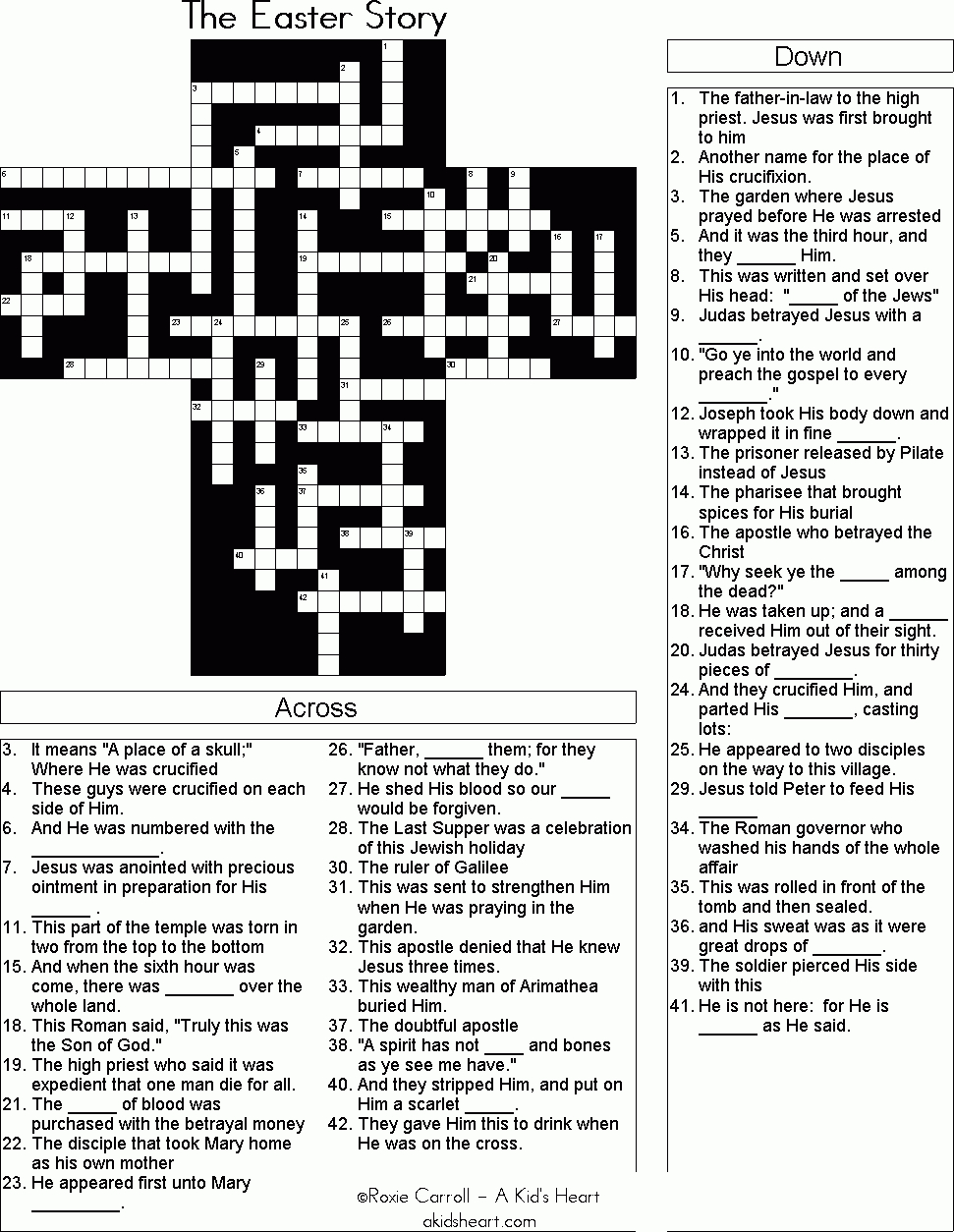 The Easter Story Crossword Puzzle | Bible Crosswords/word Search - Printable Crossword Puzzles Easter