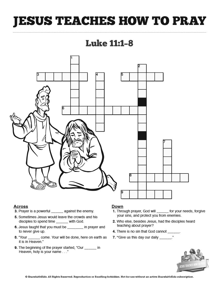 The Lord&amp;#039;s Prayer Sunday School Crossword Puzzles: Each Stanza Of - Free Printable Sunday School Crossword Puzzles