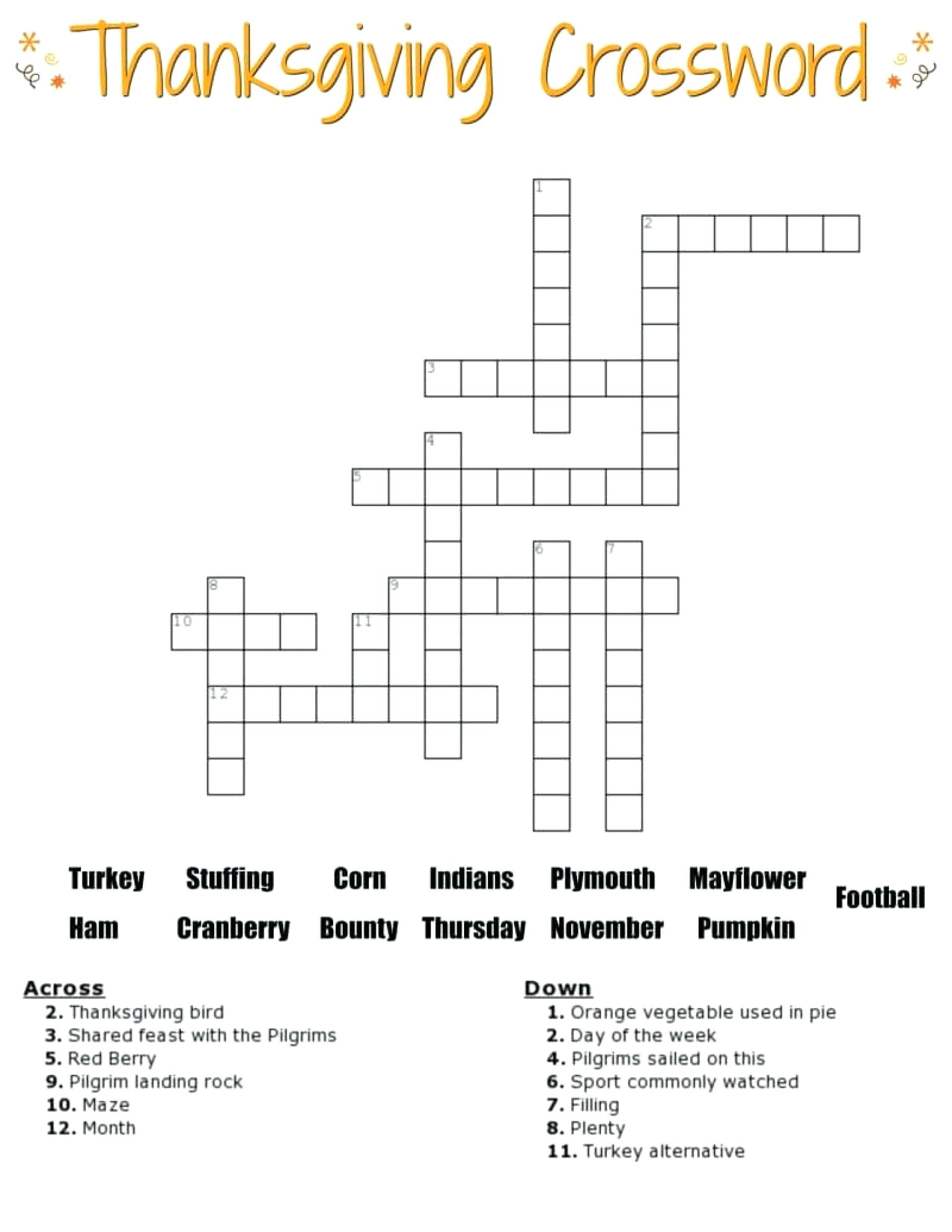 The Weekcom Puzzles Math Thanksgiving Crossword Puzzle Crosswords - Printable Crossword Puzzle For Grade 6