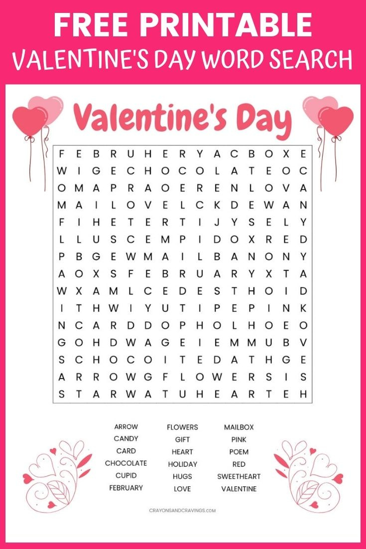 This Printable Valentine&amp;#039;s Word Search For Kids Has 18 Words To Find - Free Printable Valentines Crossword