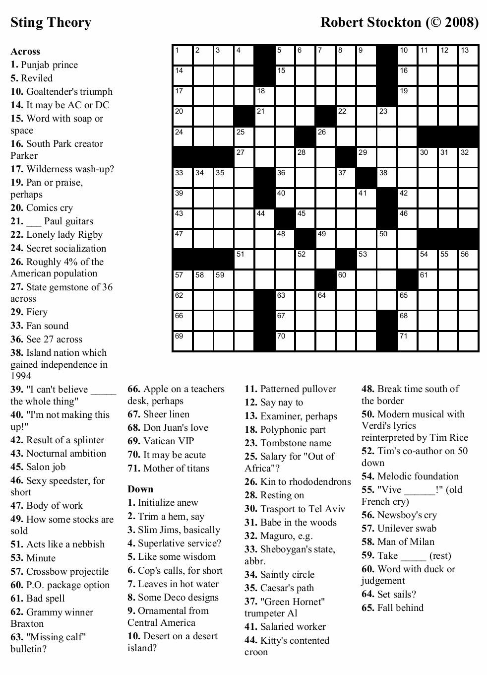 New York Times Daily Crossword Puzzle Printable Printable Crossword 