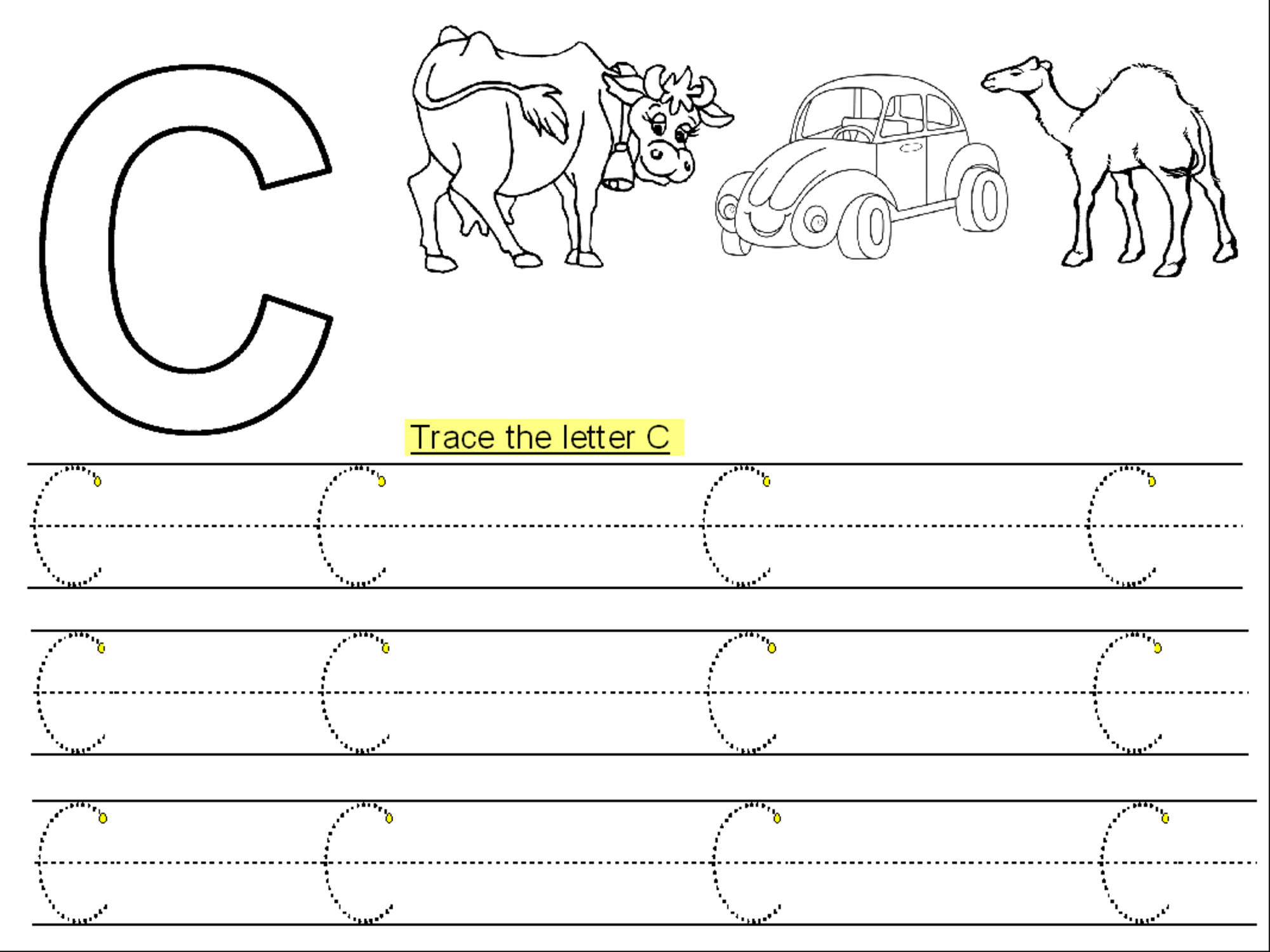 Trace Letter C Printable | Kiddo Shelter - Letter C Puzzle Printable