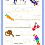 Tracing Letter R For Study English Alphabet. Printable Worksheet For   Printable Puzzle For Kindergarten