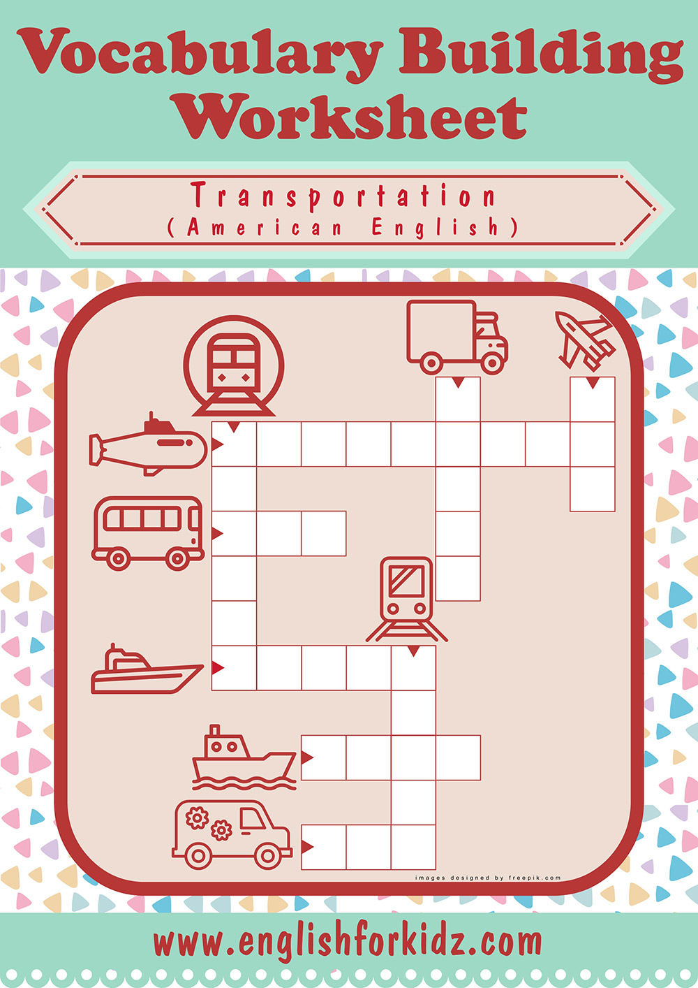 Transportation Worksheets: Crossword Puzzles - Printable Transportation Puzzles