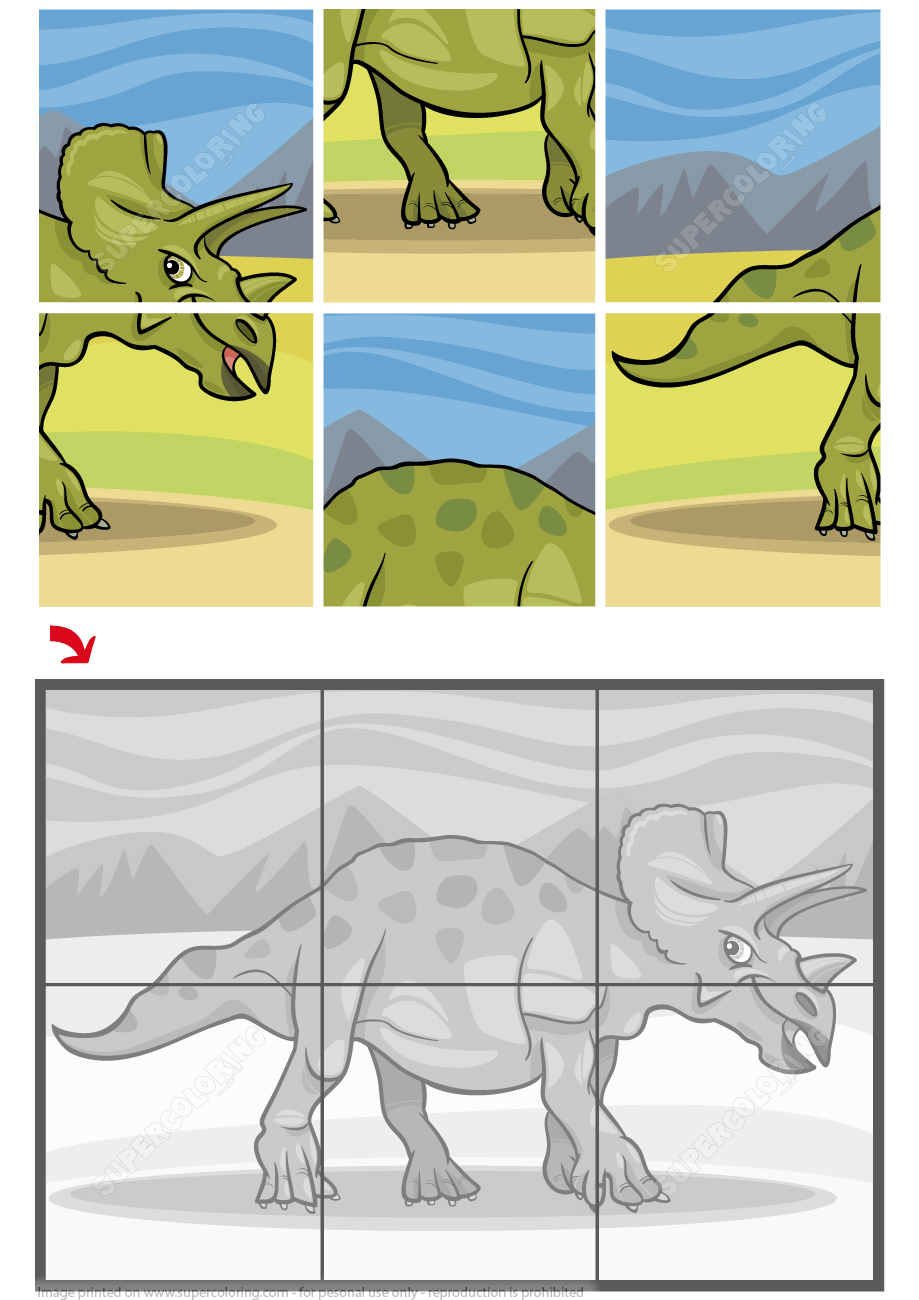 Triceratops Dinosaur Jigsaw Puzzle | Free Printable Puzzle Games - Printable Dinosaur Puzzles