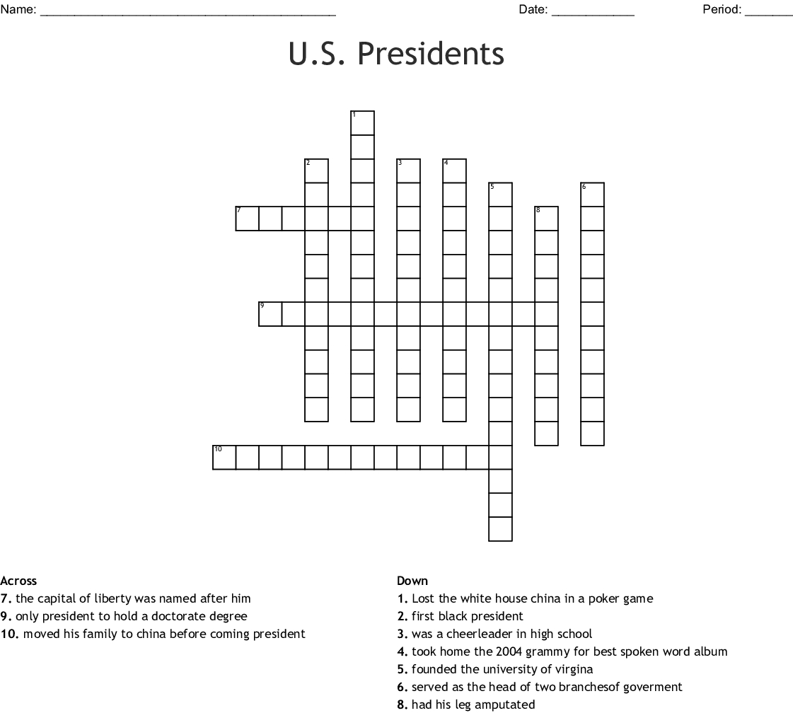 U.s. Presidents Crossword - Wordmint - Us Presidents Crossword Puzzle Printable