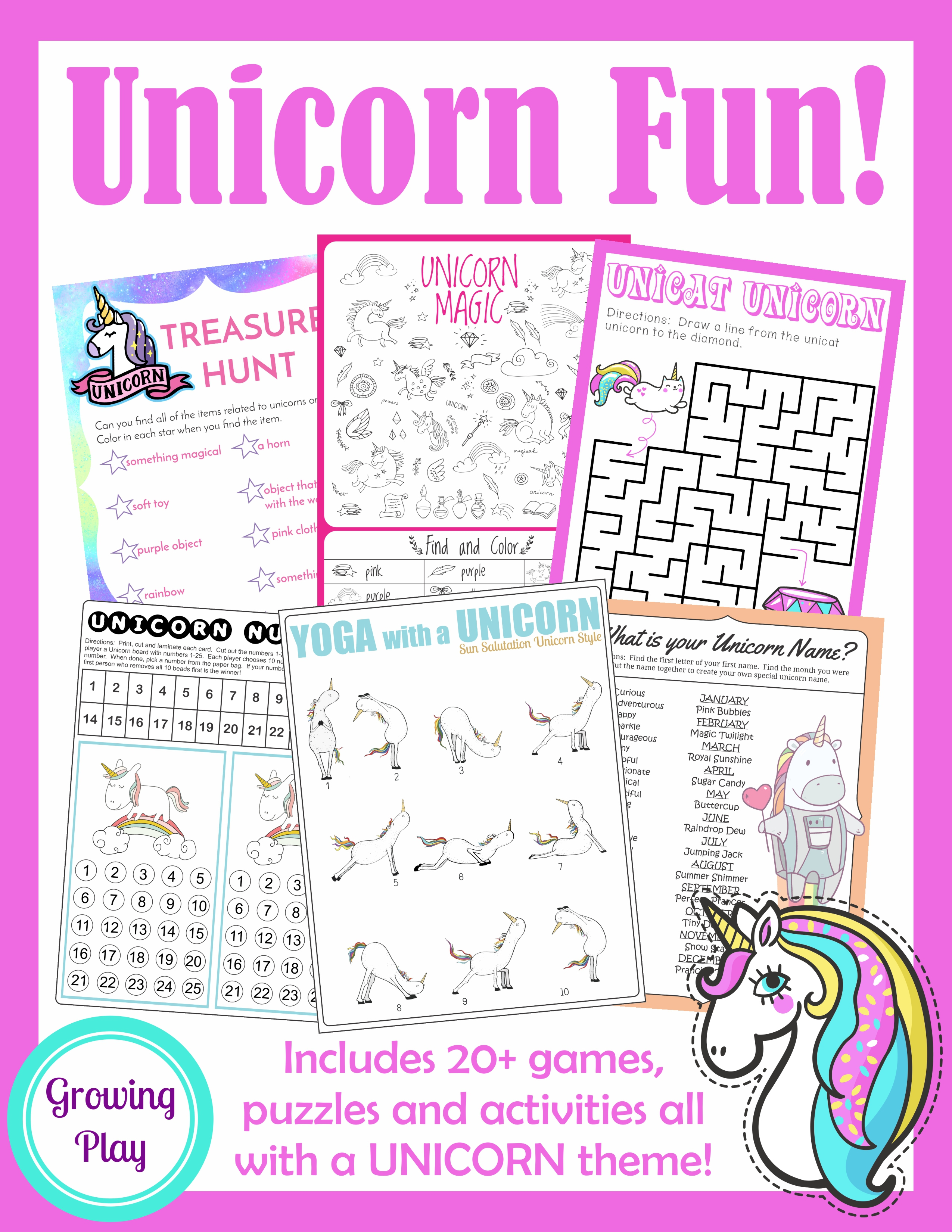 Unicorn Mini Journal - Free Printable - Growing Play - Printable Unicorn Puzzle
