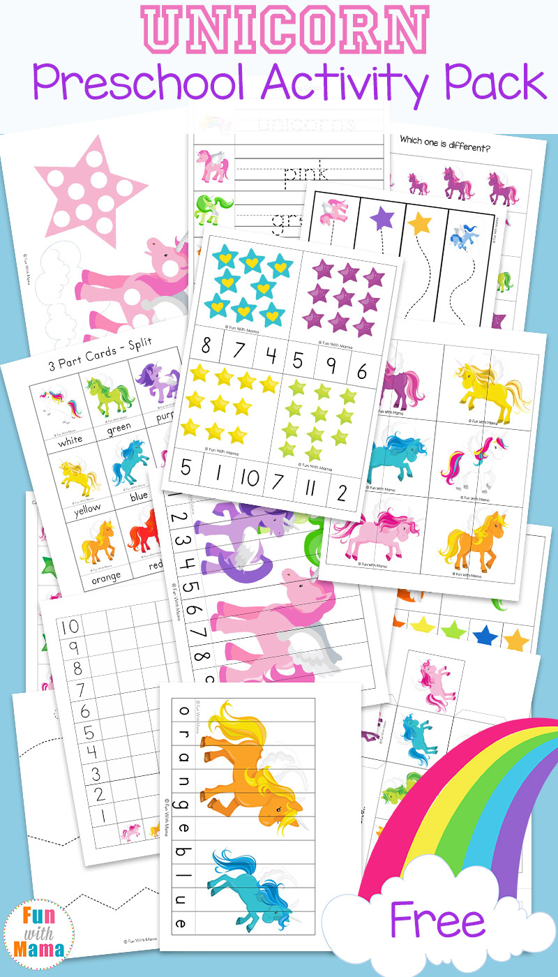 Unicorn Preschool Activity Pack - Fun With Mama - Printable Unicorn Puzzle