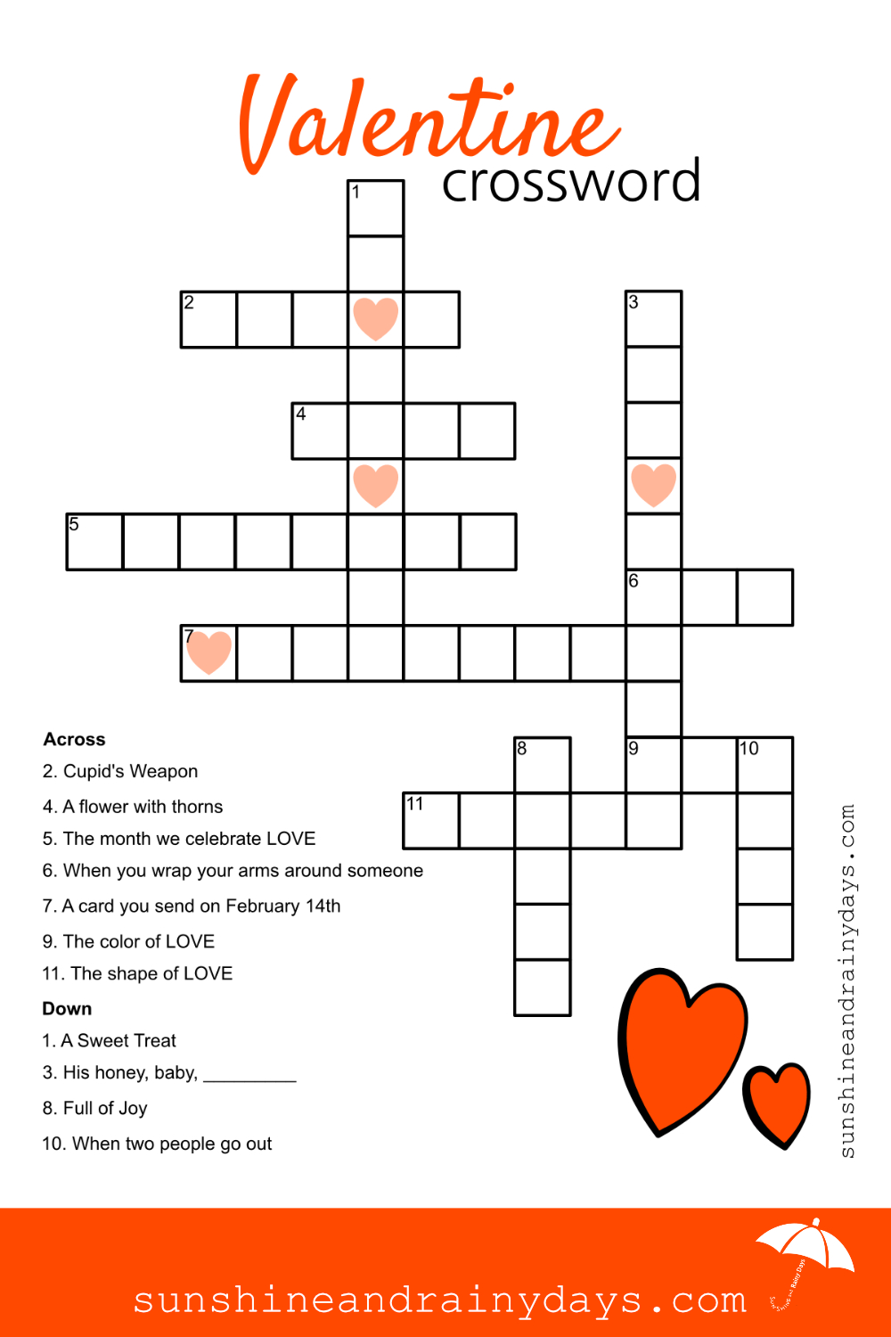 Valentine Crossword Puzzle | Valentine Printables | Crossword, Kids - Printable Valentine Crossword Puzzle