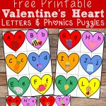 Valentine's Heart Letters And Phonics Puzzles Free Printable   Free Printable Valentine Puzzles For Adults