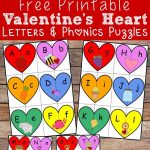Valentine's Heart Letters And Phonics Puzzles Free Printable   Printable Valentine Heart Puzzle