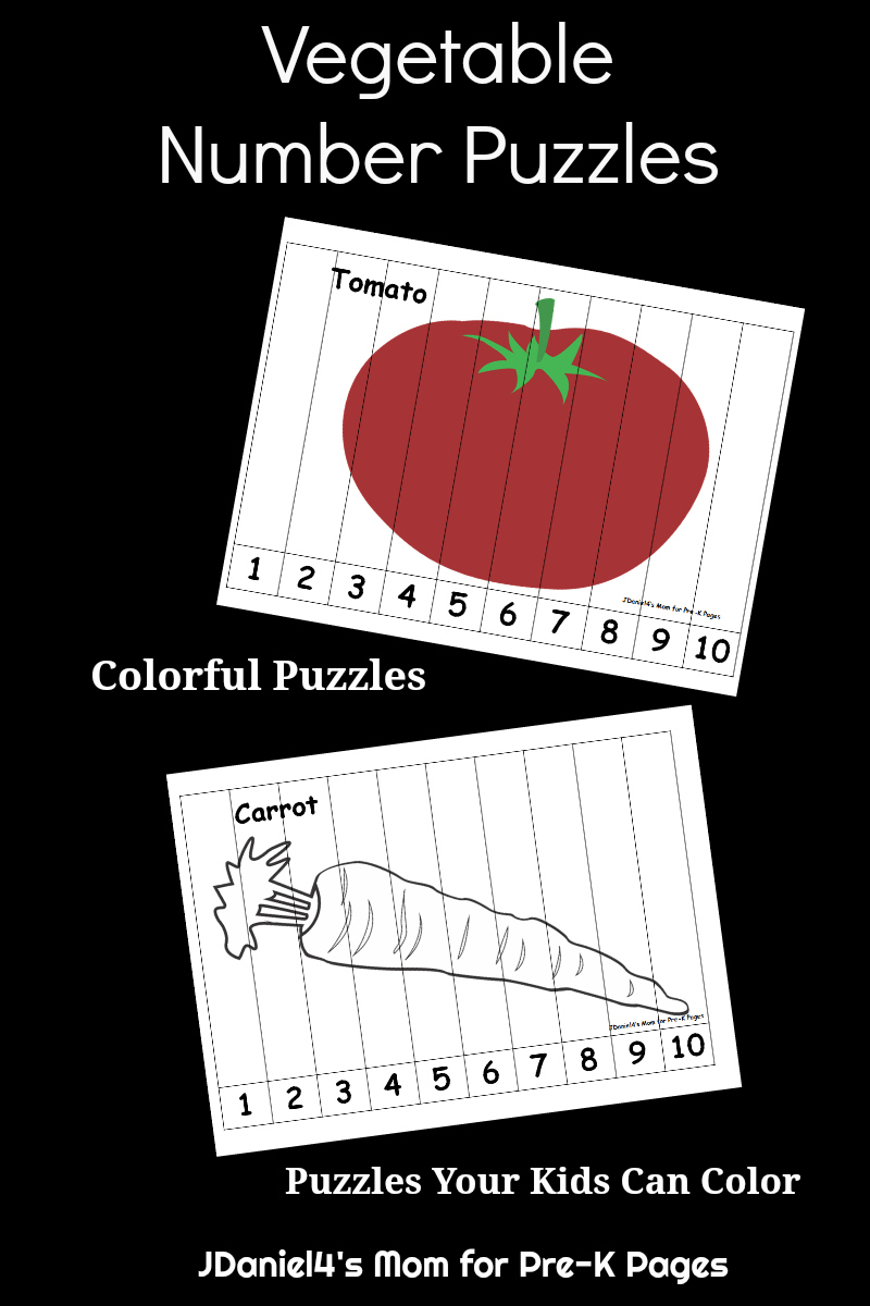 Vegetable Number Puzzles For Kids - Pre-K Pages - Printable Number Puzzles For Preschoolers