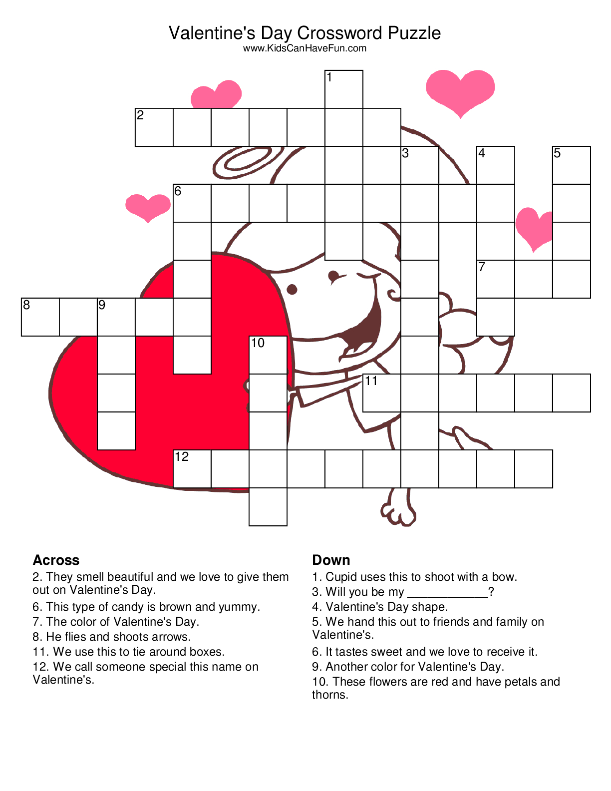 Printable Valentine Crossword Puzzle Printable Crossword Puzzles