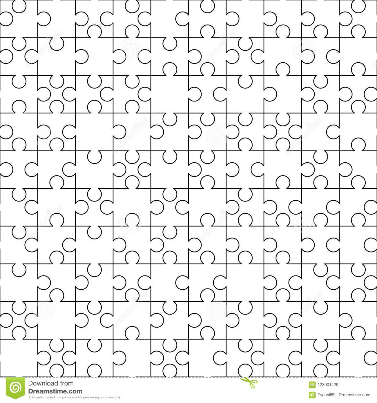 White Puzzles Pieces Seamless Pattern. Jigsaw Puzzle Template Ready - Print Jigsaw Puzzle