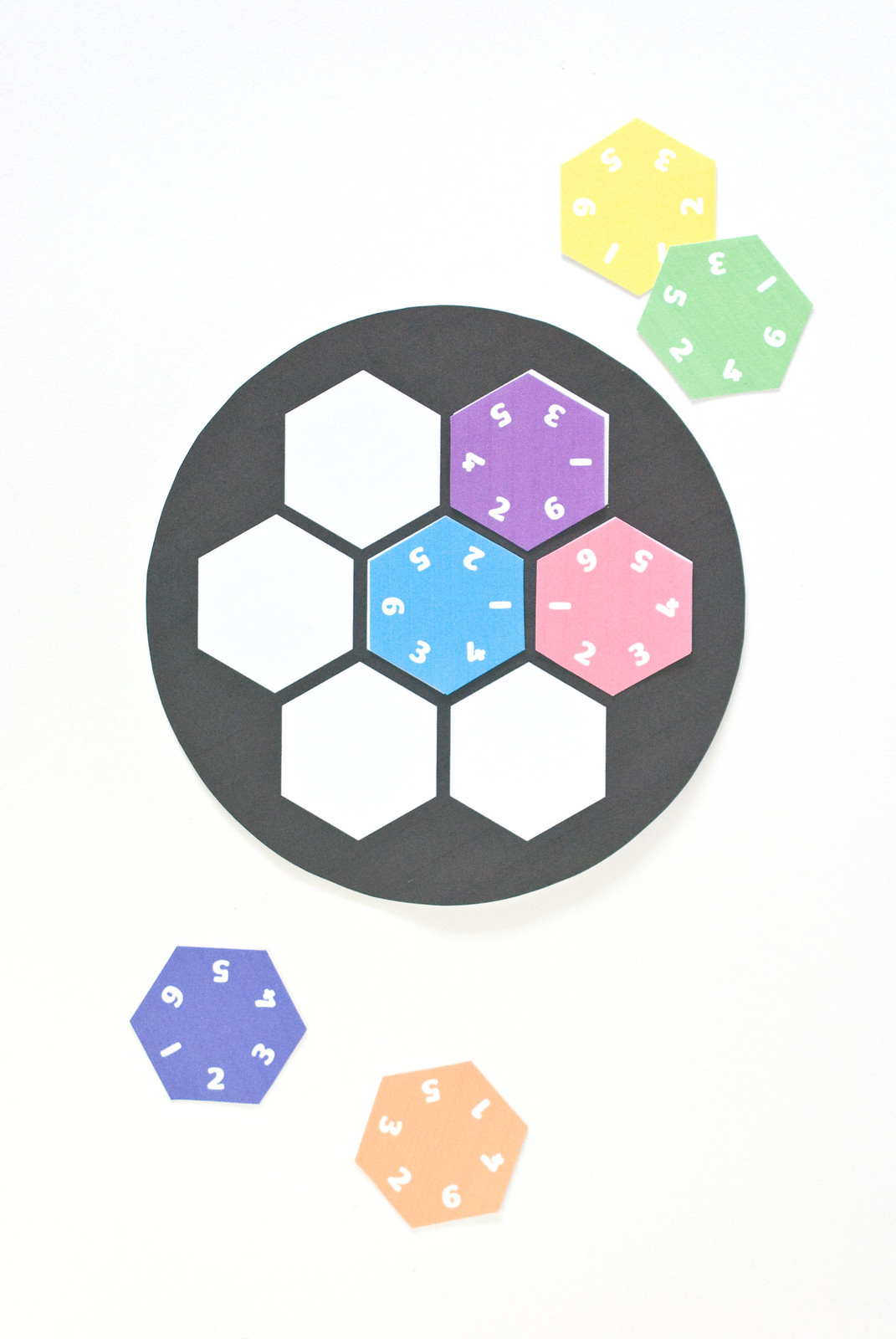 Wild Olive: Printable // Hexagon Number Puzzle - Printable Rainbow Number Puzzle