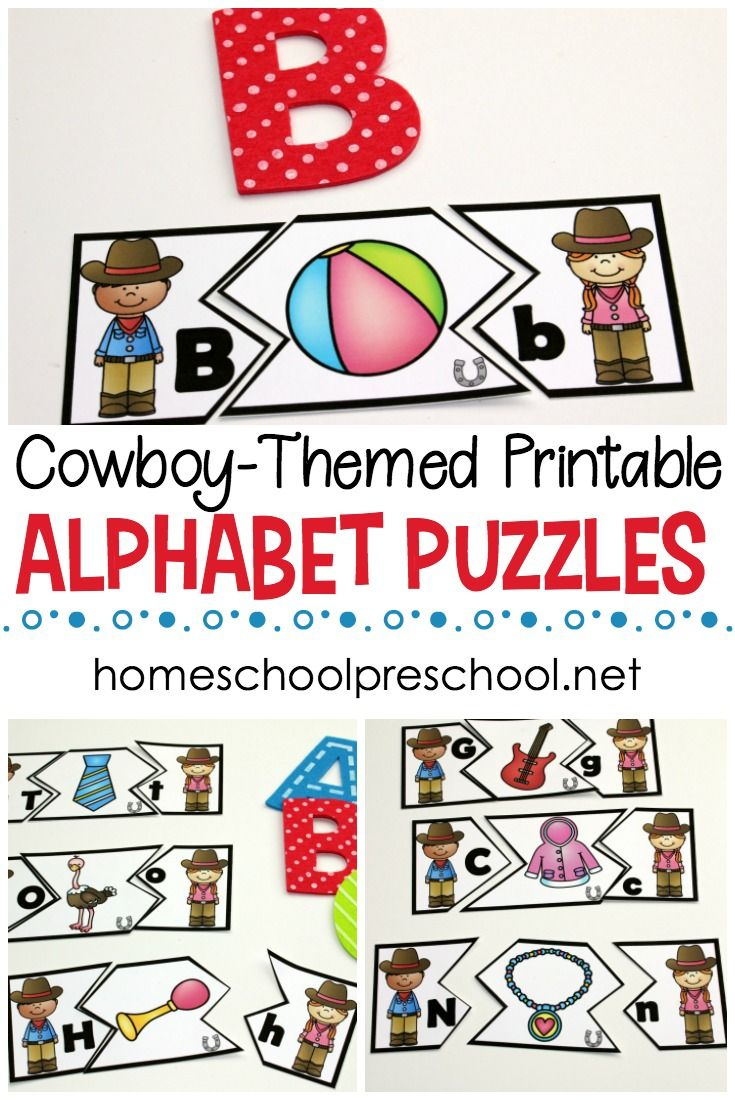 Wild West Themed Alphabet Puzzle Printables | Homeschool Preschool - Printable Alphabet Puzzles