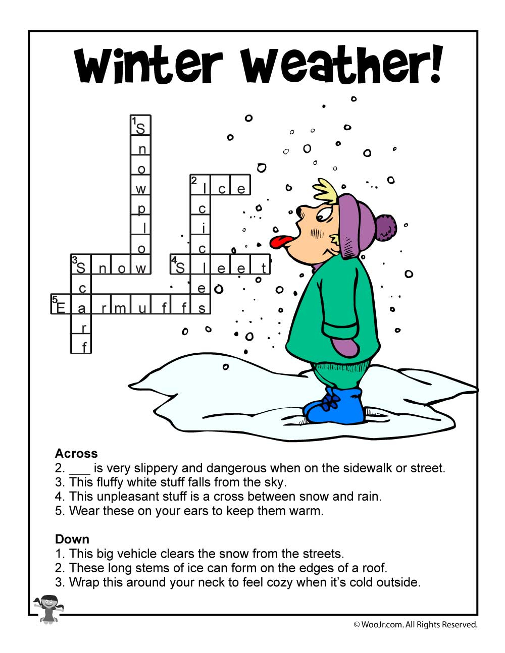 Winter Weather Crossword Puzzle Answer Key | Woo! Jr. Kids Activities - Printable Crossword Puzzles Winter