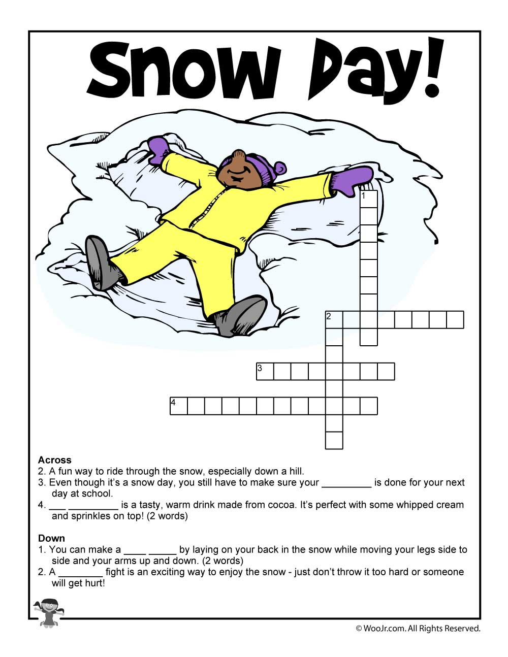 Winter Word Puzzles &amp;amp; Compound Words Vocabulary Worksheets | Woo! Jr - Printable Winter Crossword Puzzle