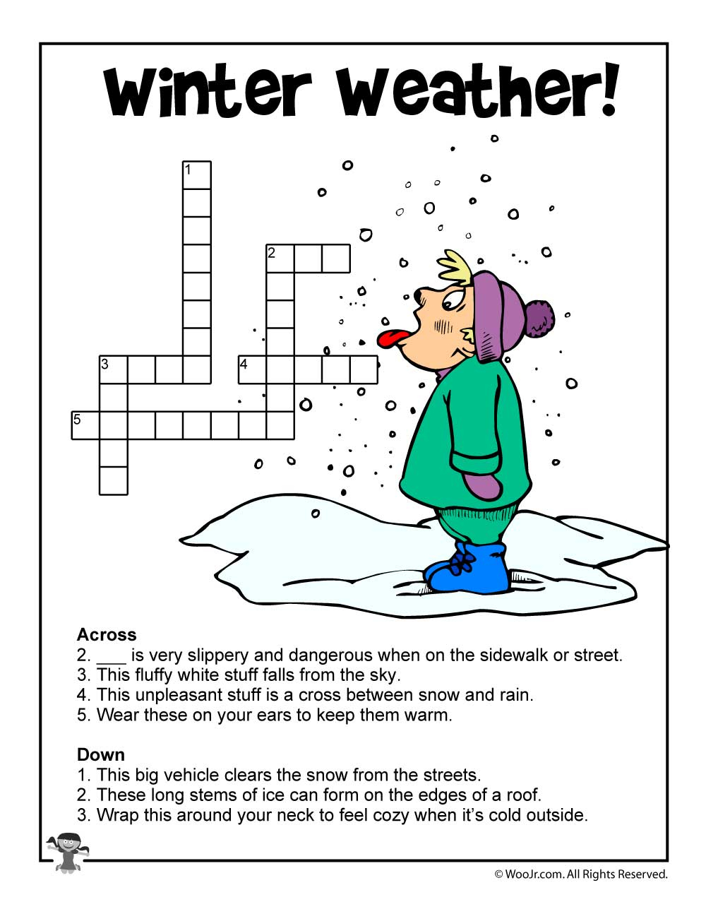Printable Winter Crossword Puzzles Printable Crossword Puzzles