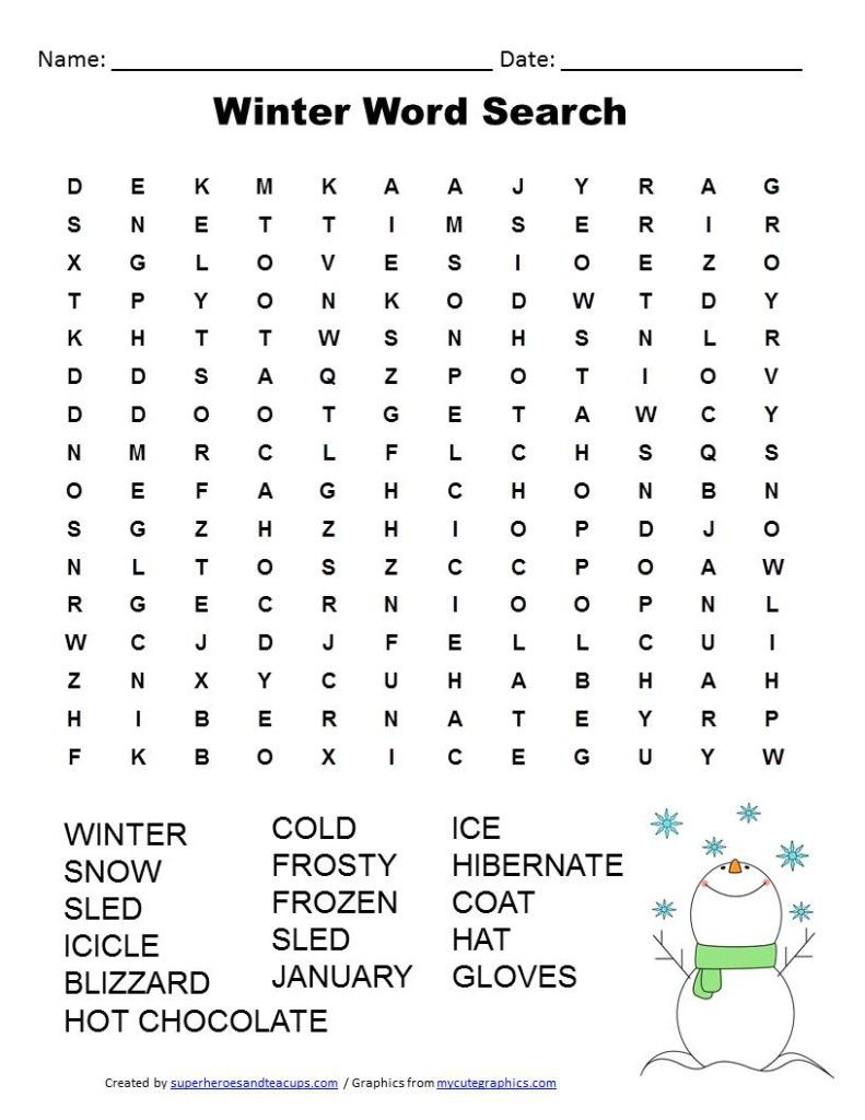 Winter Word Search Free Printable | Winter | Winter Word Search - Printable Winter Puzzle