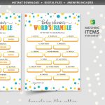 Word Scramble Baby Shower Game Printable Word Jumble Puzzle | Etsy   Printable Jumble Puzzles With Answers