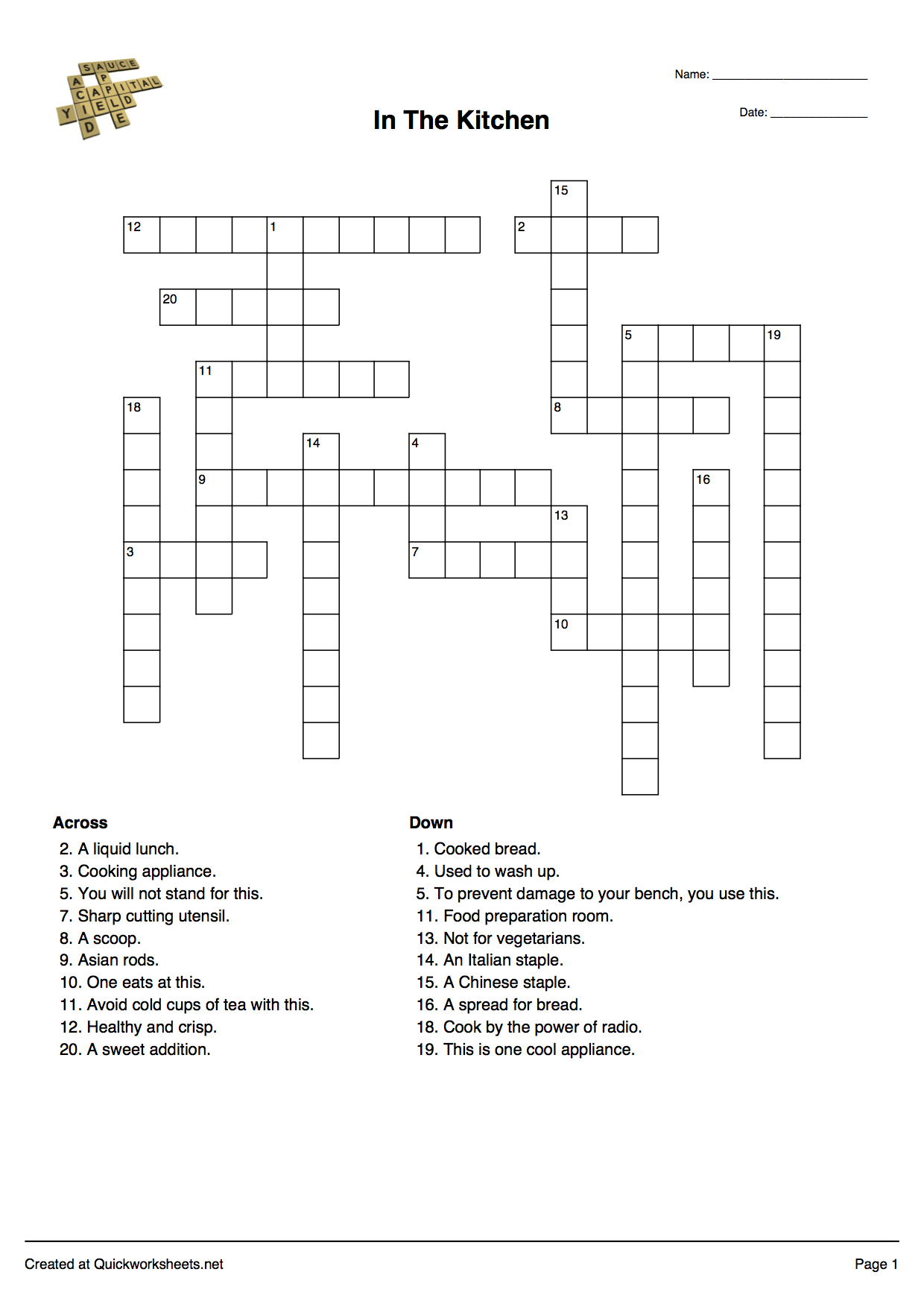 Word Scramble, Wordsearch, Crossword, Matching Pairs And Other - Custom Crossword Puzzle Printable