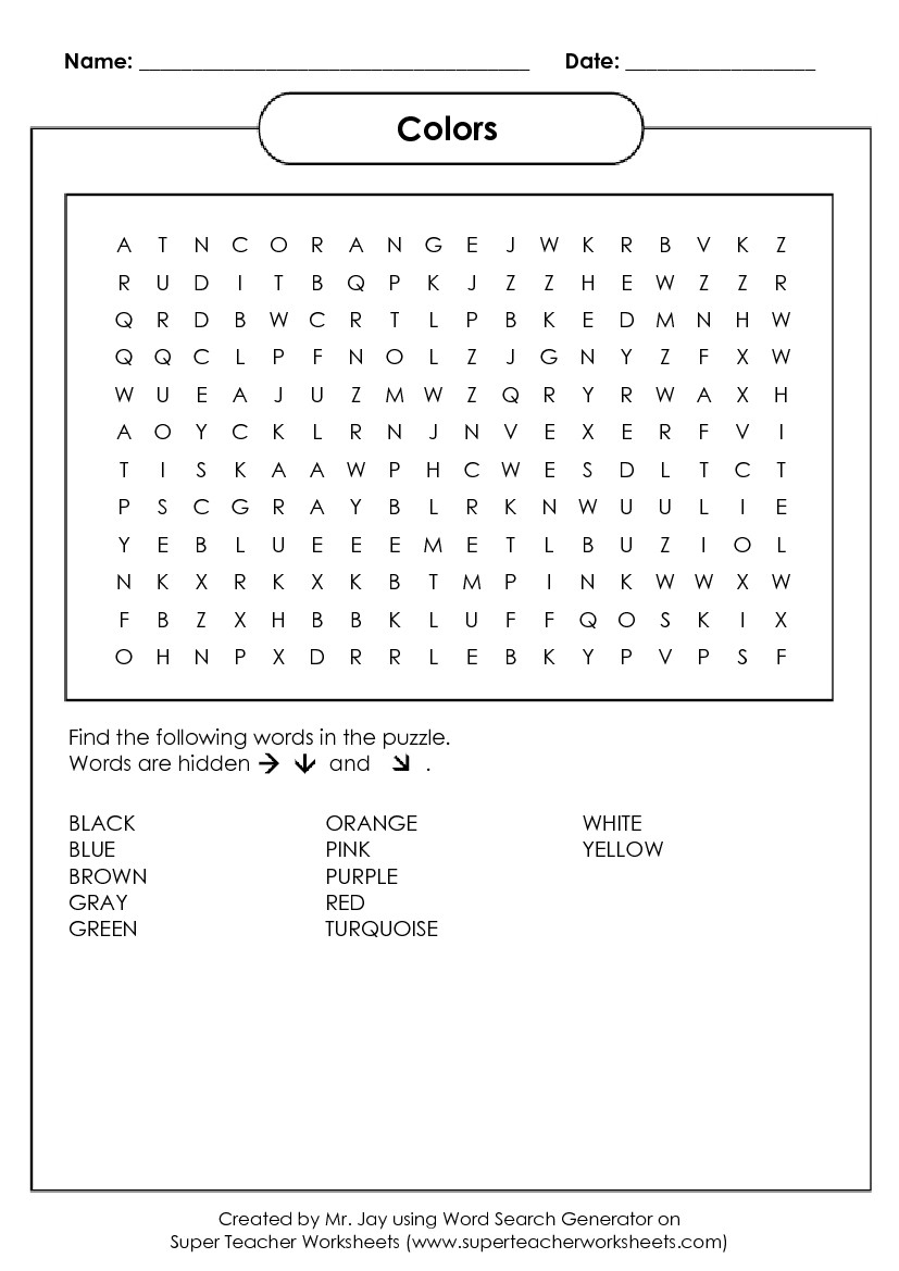 Word Search Puzzle Generator - Printable Puzzle Worksheets